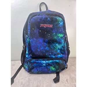 JanSport Backpack Blue Galaxy Nebula Print Laptop Sleeve School Bag Bookbag